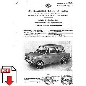 1963 Autobianchi Bianchina special 110 dba FIA homologation form PDF download (ACI)
